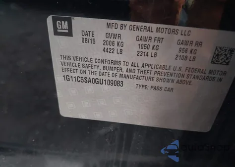 2016 Chevrolet Malibu Limited Lt z USA, uszkodzony, nr VIN 1G11C5SA0GU109083